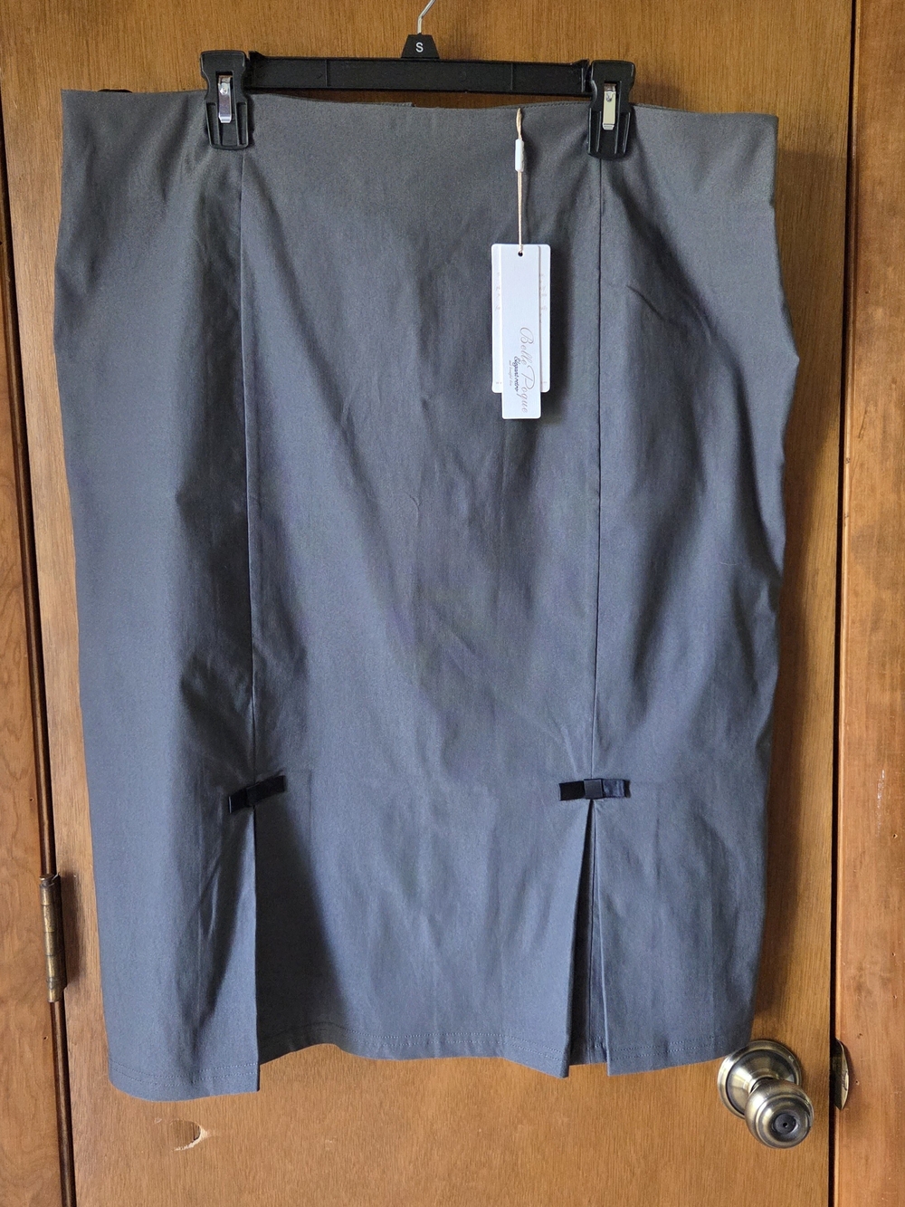 3x Midi Pencil Skirt with Front Slits in Charcoal